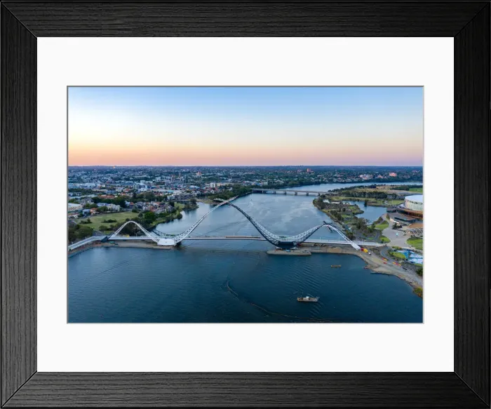 Framed Print : Aerial view of Matagarup Bridge at Sunset Framed Print : Aerial view of Matagarup Bridge at Sunset