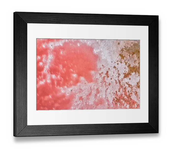 Framed Print : Aerial view over a pink salt lake in South Australia Framed Print : Aerial view over a pink salt lake in South Australia