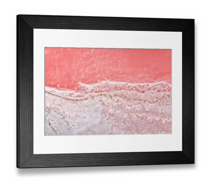 Framed Print : Aerial view over a pink salt lake in South Australia Framed Print : Aerial view over a pink salt lake in South Australia