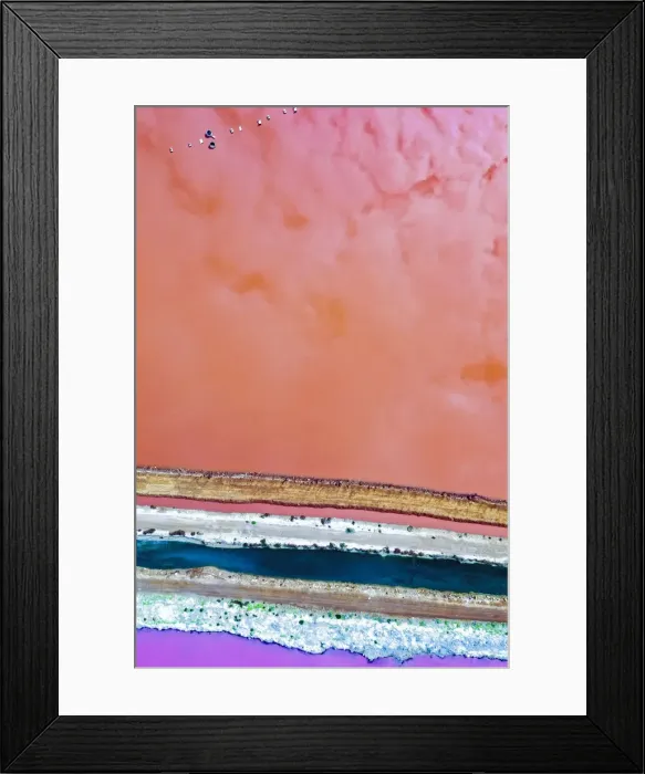 Framed Print : Aerial view over the stunning colourful lake at Hutt lagoon. Port Gregory, Western Australia