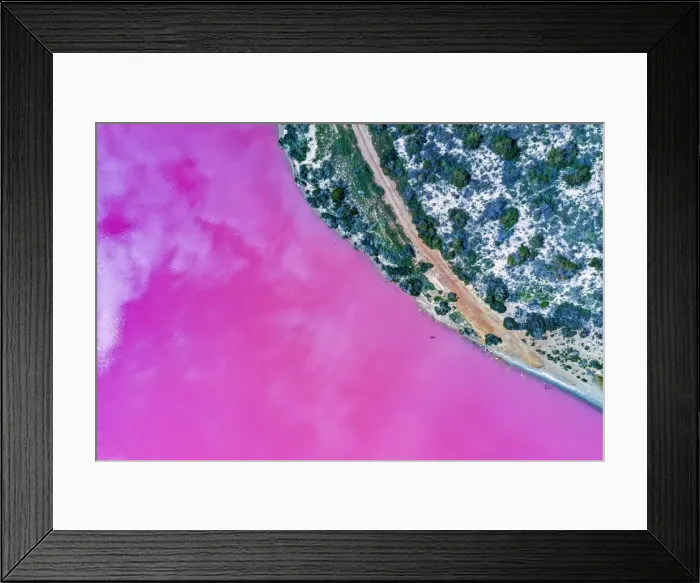 Framed Print : Aerial view over the stunning colourful lake at Hutt lagoon. Port Gregory, Western Australia
