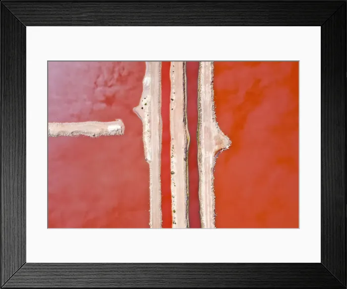 Framed Print : Aerial view over the stunning colourful lake at Hutt lagoon. Port Gregory, Western Australia