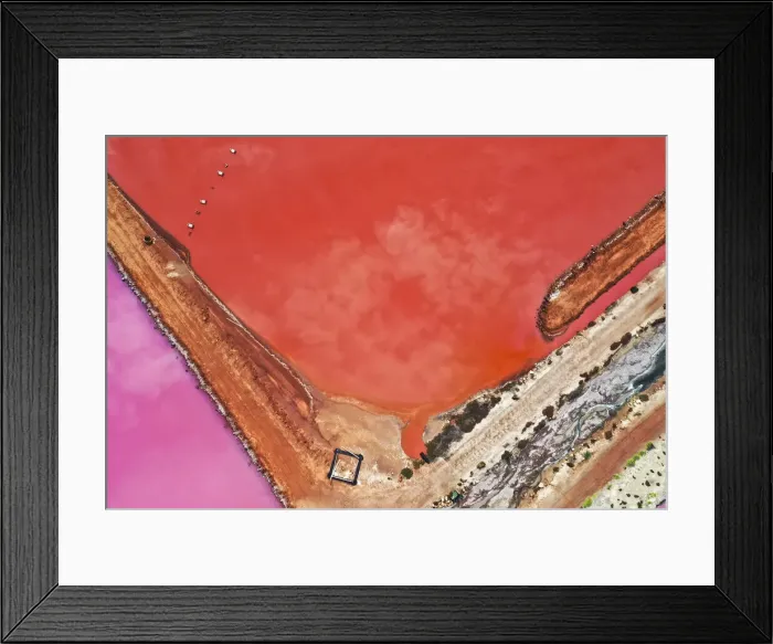 Framed Print : Aerial view over the stunning colourful lake at Hutt lagoon. Port Gregory, Western Australia