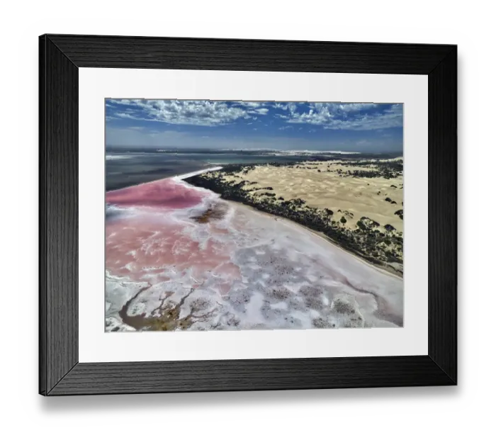 Framed Print : Aerial view of the natural patterns of the salty pink Lake MacDonnell in South Australia Framed Print : Aerial view of the natural patterns of the salty pink Lake MacDonnell in South Australia