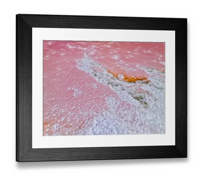 Framed Print : Aerial view of the natural patterns of the salty pink Lake MacDonnell in South Australia Framed Print : Aerial view of the natural patterns of the salty pink Lake MacDonnell in South Australia