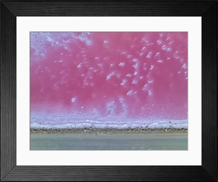Framed Print : Aerial view of the natural patterns of the salty pink Lake MacDonnell in South Australia