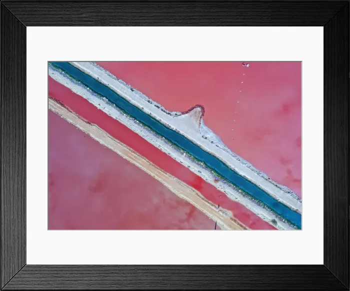 Framed Print : Aerial view over the stunning colourful lake at Hutt lagoon. Port Gregory, Western Australia Framed Print : Aerial view over the stunning colourful lake at Hutt lagoon. Port Gregory, Western Australia