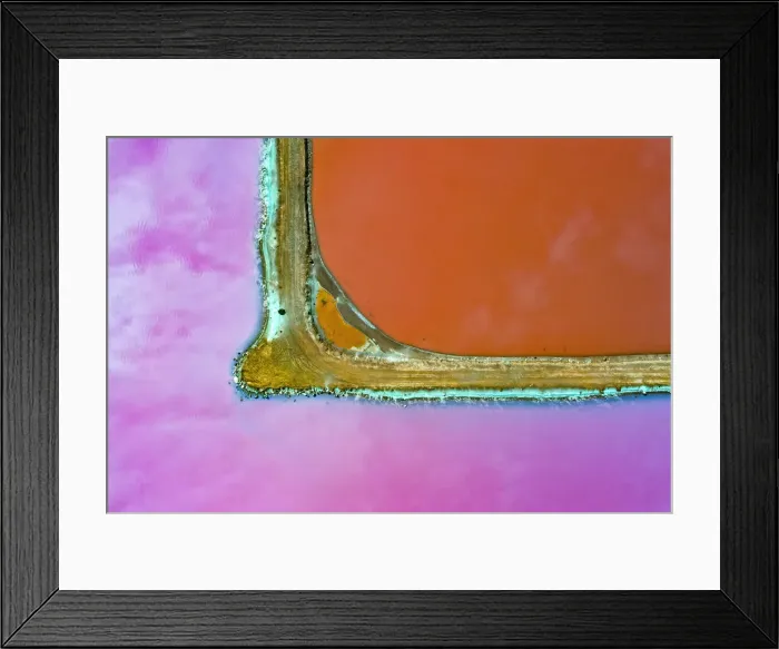 Framed Print : Aerial view over the stunning colourful lake at Hutt lagoon. Port Gregory, Western Australia