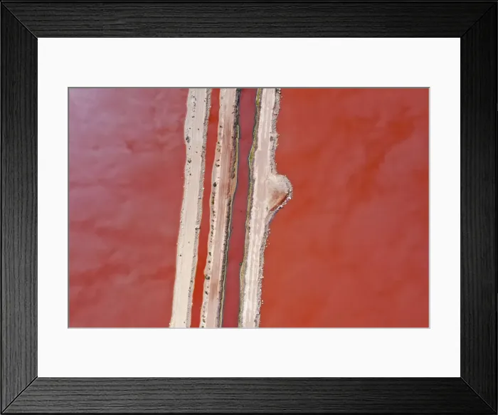 Framed Print : Aerial view over the stunning colourful lake at Hutt lagoon. Port Gregory, Western Australia