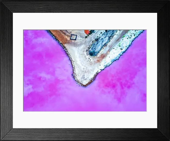 Framed Print : Aerial view over the stunning colourful lake at Hutt lagoon. Port Gregory, Western Australia