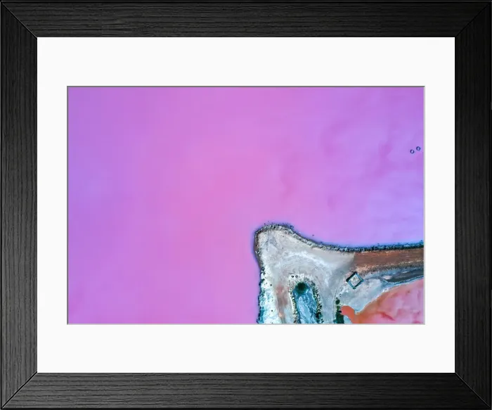 Framed Print : Aerial view over the stunning colourful lake at Hutt lagoon. Port Gregory, Western Australia