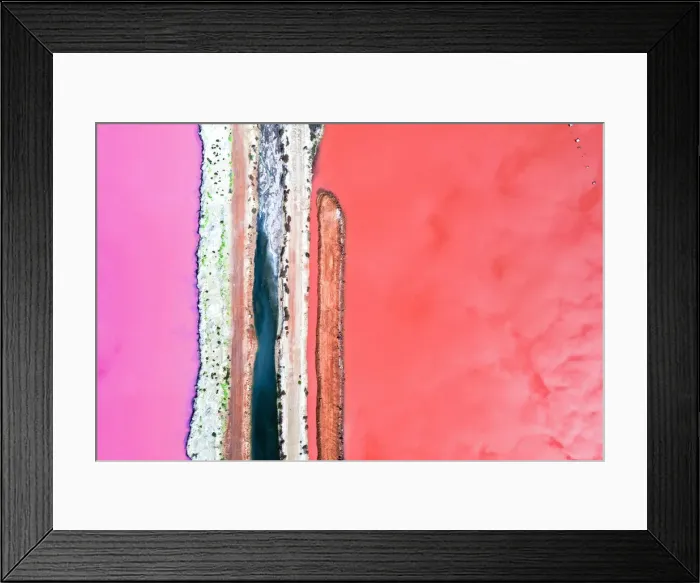 Framed Print : Aerial view over the stunning colourful lake at Hutt lagoon. Port Gregory, Western Australia Framed Print : Aerial view over the stunning colourful lake at Hutt lagoon. Port Gregory, Western Australia