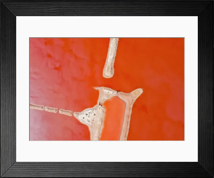 Framed Print : Aerial view over the stunning colourful lake at Hutt lagoon. Port Gregory, Western Australia