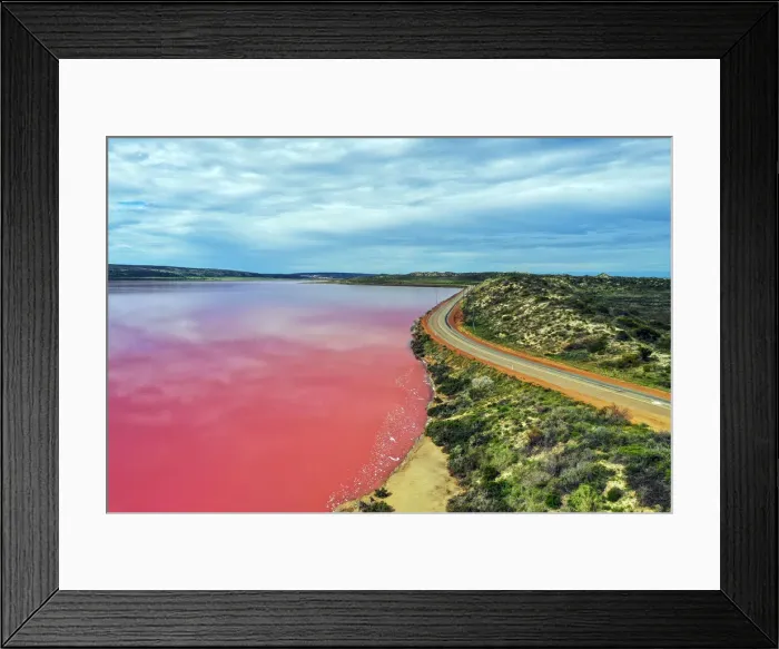 Framed Print : Aerial view over the stunning colourful lake at Hutt lagoon. Port Gregory, Western Australia