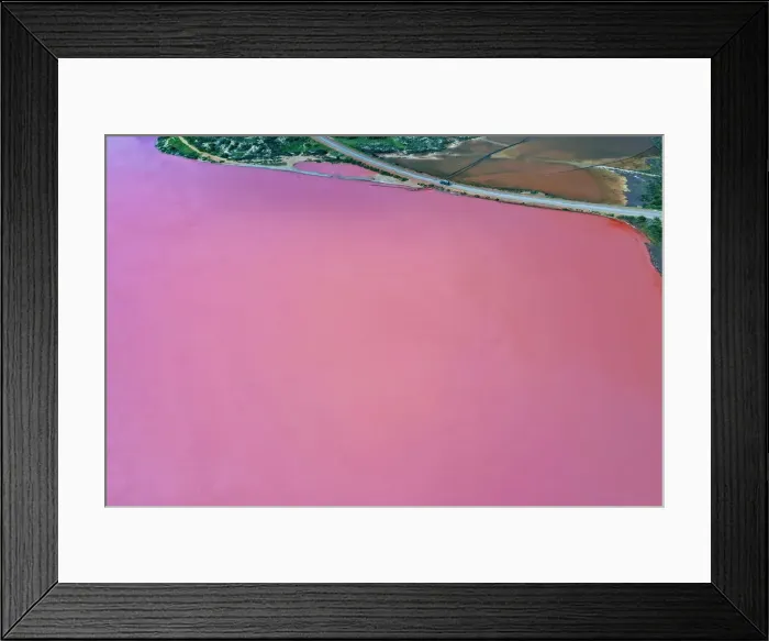 Framed Print : Aerial view over the stunning colourful lake at Hutt lagoon. Port Gregory, Western Australia Framed Print : Aerial view over the stunning colourful lake at Hutt lagoon. Port Gregory, Western Australia
