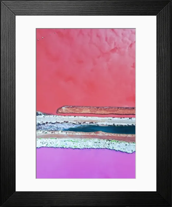 Framed Print : Aerial view over the stunning colourful lake at Hutt lagoon. Port Gregory, Western Australia Framed Print : Aerial view over the stunning colourful lake at Hutt lagoon. Port Gregory, Western Australia