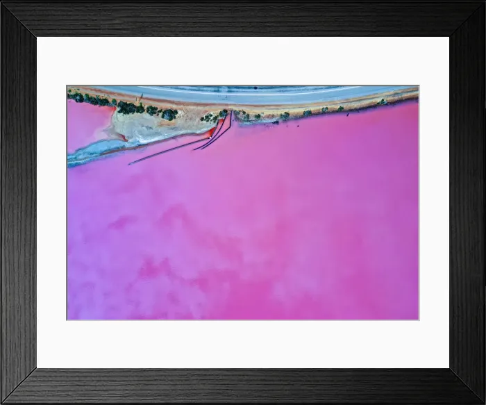 Framed Print : Aerial view over the stunning colourful lake at Hutt lagoon. Port Gregory, Western Australia Framed Print : Aerial view over the stunning colourful lake at Hutt lagoon. Port Gregory, Western Australia