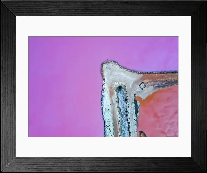 Framed Print : Aerial view over the stunning colourful lake at Hutt lagoon. Port Gregory, Western Australia Framed Print : Aerial view over the stunning colourful lake at Hutt lagoon. Port Gregory, Western Australia