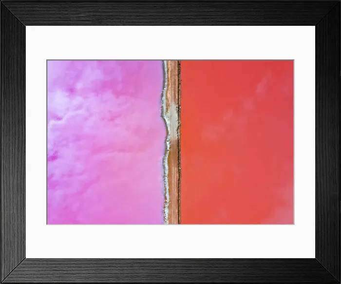 Framed Print : Aerial view over the stunning colourful lake at Hutt lagoon. Port Gregory, Western Australia Framed Print : Aerial view over the stunning colourful lake at Hutt lagoon. Port Gregory, Western Australia