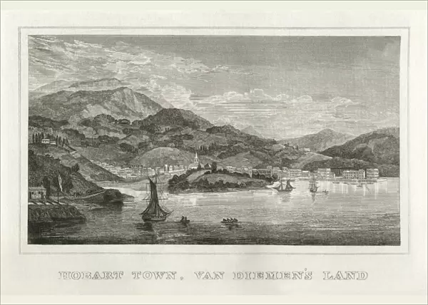 Hobart Town, Van Diemens Land (early 19th century engraving)