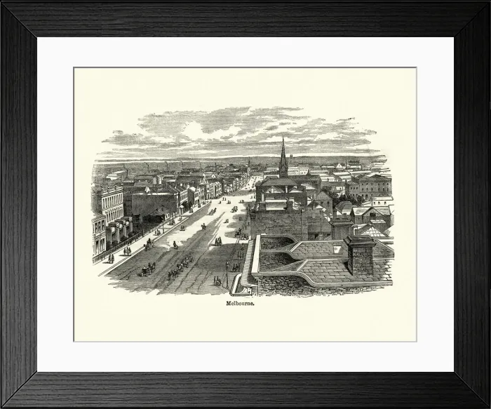 Framed Print : View of Melbourne, Australia, 19th Century Framed Print : View of Melbourne, Australia, 19th Century