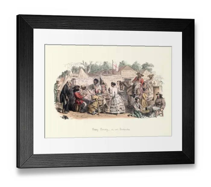 Framed Print : Caricature of life in a nineteenth century Australian settlement, Victorian Framed Print : Caricature of life in a nineteenth century Australian settlement, Victorian