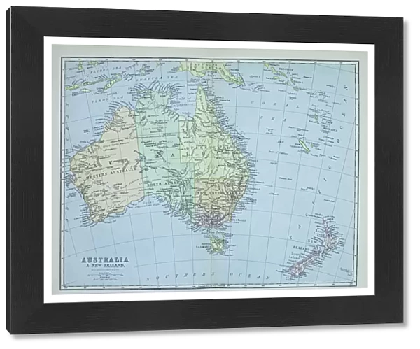 Old map of AUSTRALIA continent Published 1894. Antique Illustration, Popular Encyclopedia Published 1894. Copyright has expired on this artwork