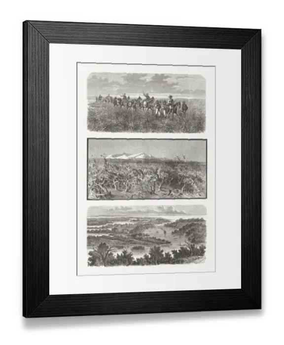Framed Print : Impressions from Australia, wood engravings, published in 1893