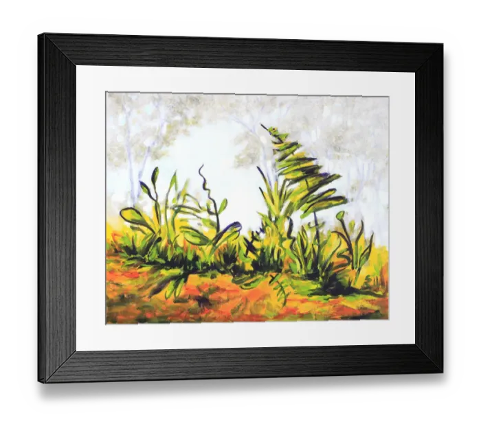 Framed Print : Abstract Garden and Plants Acrylic Painting Framed Print : Abstract Garden and Plants Acrylic Painting