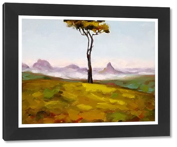 Tree on a Hilltop with View Painting