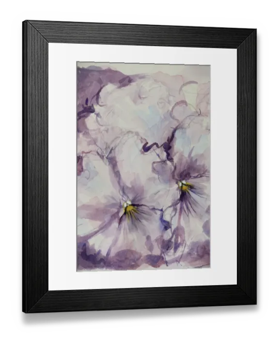 Framed Print : Pretty Mauve Pansies Watercolor Painting