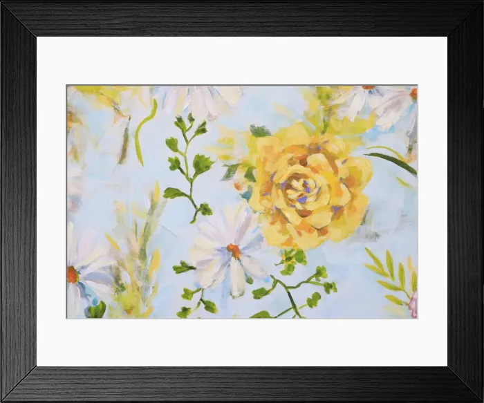 Framed Print : Yellow Rose, Daises, and Fern Framed Print : Yellow Rose, Daises, and Fern