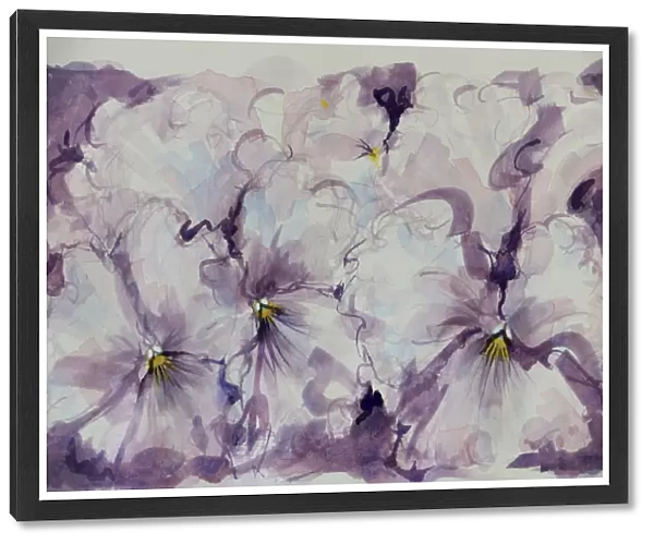 Pretty Mauve Pansies Watercolor Painting