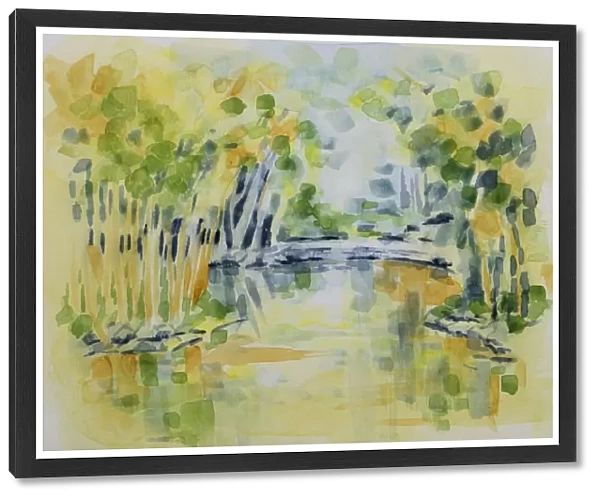 Bamboo Island and Pond Mt Coot-tha Botanical Gardens Watercolor Painting