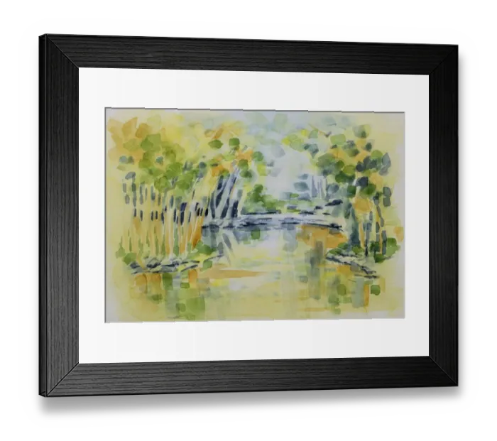 Framed Print : Bamboo Island and Pond Mt Coot-tha Botanical Gardens Watercolor Painting Framed Print : Bamboo Island and Pond Mt Coot-tha Botanical Gardens Watercolor Painting