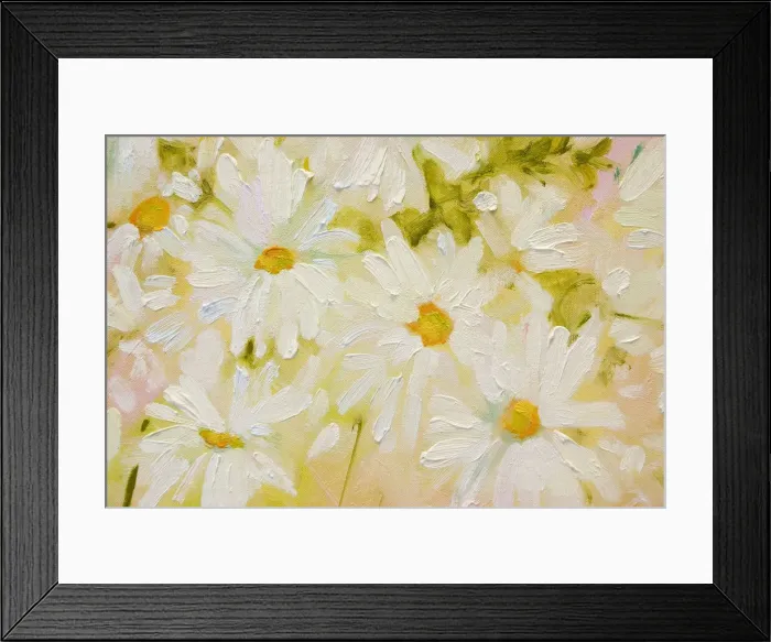 Framed Print : White Daisies Oil Painting Framed Print : White Daisies Oil Painting