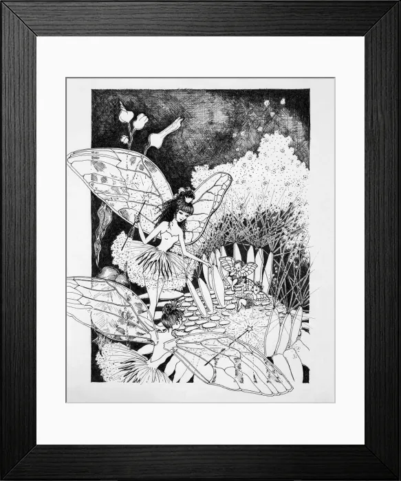 Framed Print : Fairies with Babies on a Dandelion Original Artwork Framed Print : Fairies with Babies on a Dandelion Original Artwork