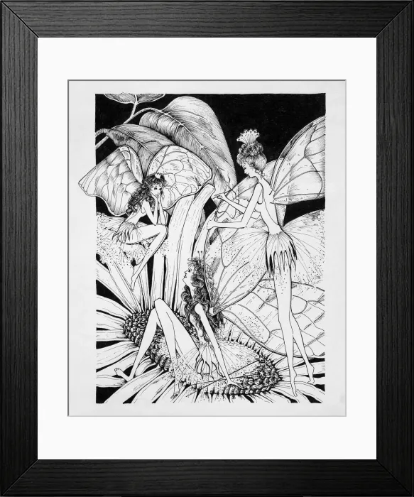 Framed Print : Fairies on a daisy Original Artwork Framed Print : Fairies on a daisy Original Artwork