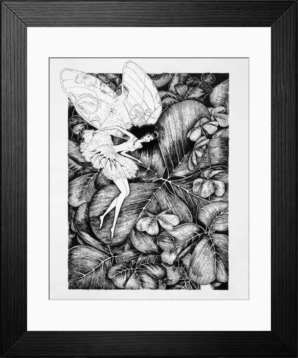 Framed Print : Fairy on Clover Leaf Original Artwork Framed Print : Fairy on Clover Leaf Original Artwork