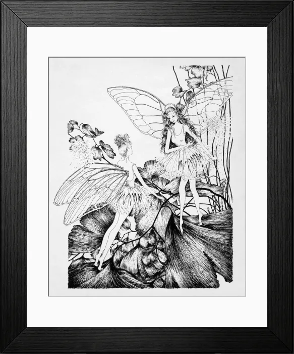 Framed Print : Fairies on Clover Leaf Original Artwork Framed Print : Fairies on Clover Leaf Original Artwork