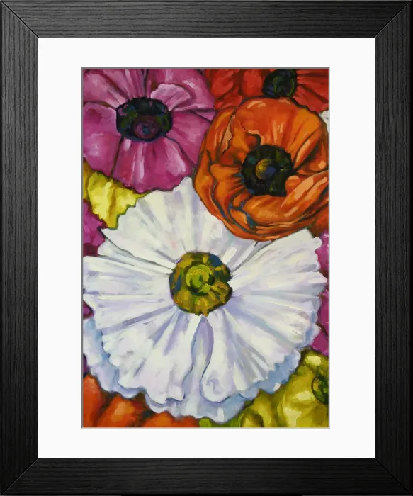Framed Print : Rununculus Flowers Oil Painting Framed Print : Rununculus Flowers Oil Painting