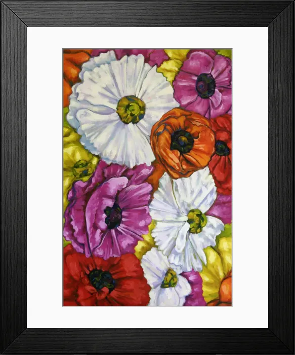 Framed Print : Rununculus Flowers Oil Painting Framed Print : Rununculus Flowers Oil Painting