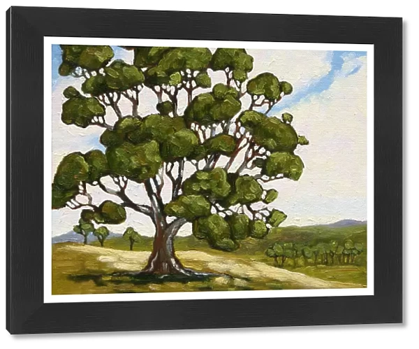 Tree on Hill landscape Oil Painting