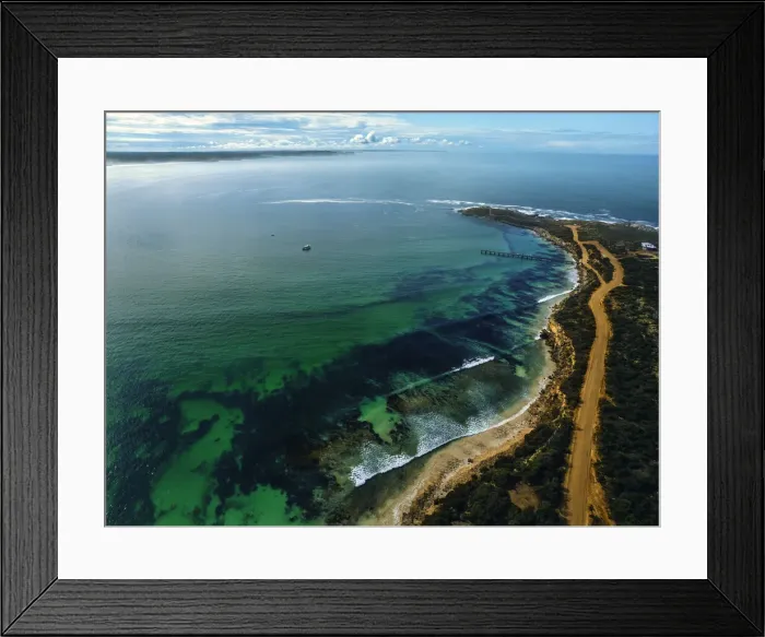 Framed Print : Aerial view of Vivonne Bay, Kangaroo Island, South Australia Framed Print : Aerial view of Vivonne Bay, Kangaroo Island, South Australia