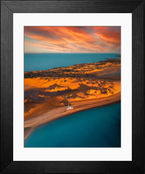 Framed Print : Aerial View of Big Lagoon Shark Bay - DRONE 4K - stock