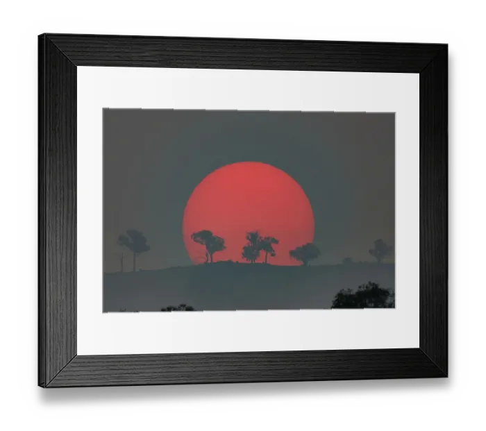 Framed Print : Australian bushfire sunset