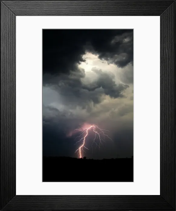 Framed Print : Lightning. Bolt of lightning from a stormy sky