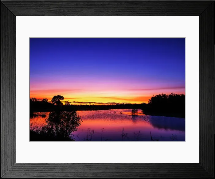 Framed Print : Sunset lake