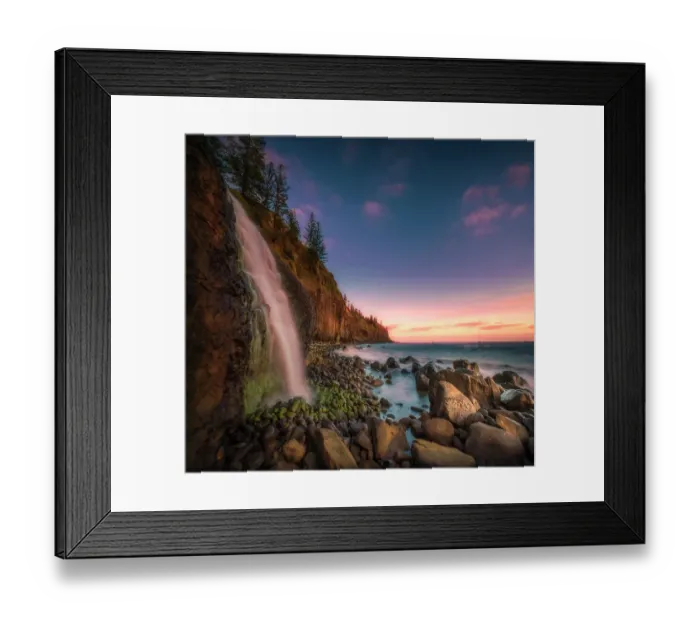Framed Print : Norfolk Island, Australia, Southern South Pacific and a view of Lower cockpit waterfall, Cascade bay Framed Print : Norfolk Island, Australia, Southern South Pacific and a view of Lower cockpit waterfall, Cascade bay