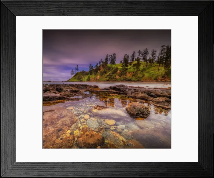 Framed Print : Cresswells bay at low tide, Norfolk Island, Australia, Southern South Pacific